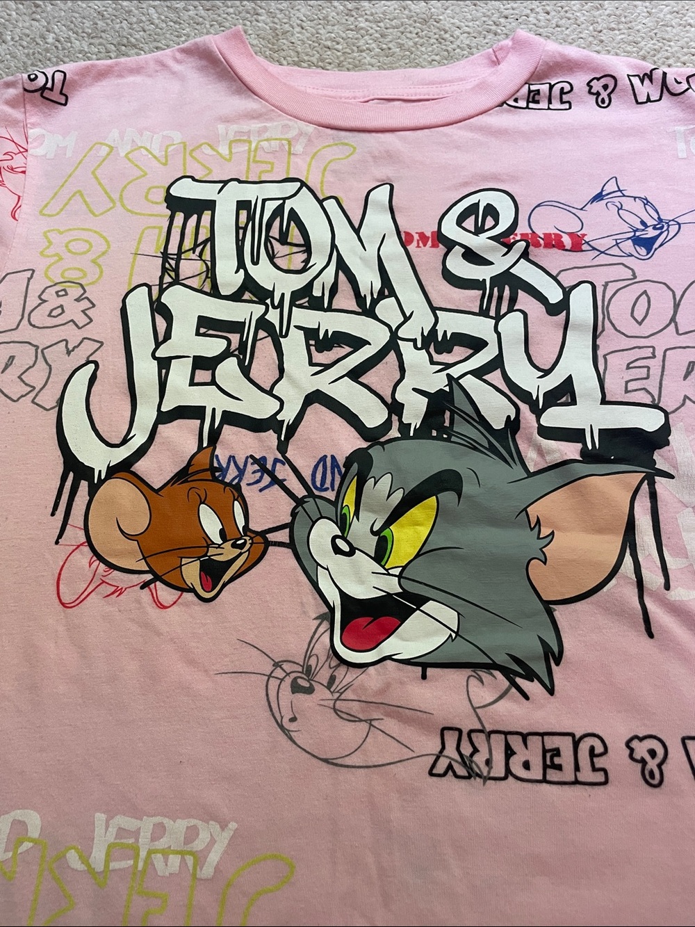 Tom & Jerry Pink Graphic Tee LIKE NEW